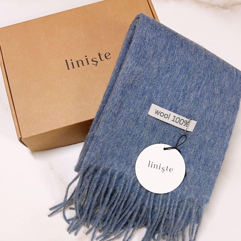 linişte 100% Wool Scarf - Men and Women Winter Warm Soft Luxurious Solid Colors Gift Box - Image 3